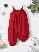 Casual Loose-fit Solid Sleeveless Spaghetti Strap Harem Pants